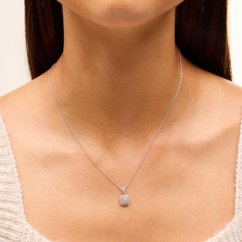 Main Image 2 of 3/8 CT. T.W. Cushion-Shaped Lab-Grown Multi-Diamond Open Frame Drop Pendant in Sterling Silver