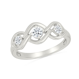 1/3 CT. T.W. Lab-Grown Diamond Three Stone Open Twist Ring in Sterling Silver