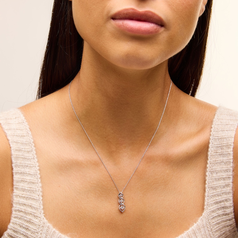 Main Image 2 of 1/3 CT. T.W. Lab-Grown Diamond Graduated Three Stone Flame Drop Pendant in Sterling Silver