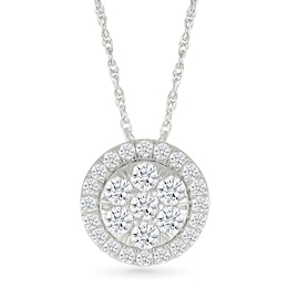 1/2 CT. T.W. Lab-Grown Multi-Diamond Frame Pendant in Sterling Silver