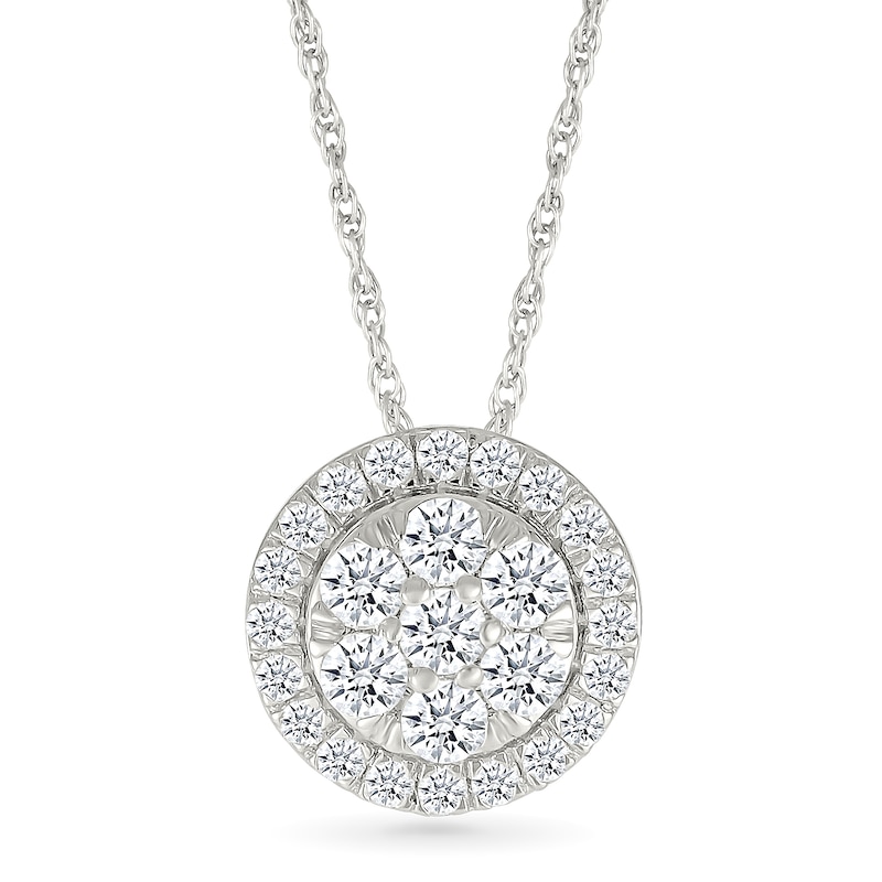 Main Image 1 of 1/2 CT. T.W. Lab-Grown Multi-Diamond Frame Pendant in Sterling Silver
