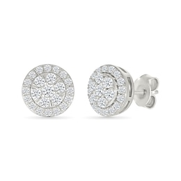 3/4 CT. T.W. Lab-Grown Multi-Diamond Frame Stud Earrings in Sterling Silver