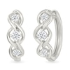 Thumbnail Image 1 of 3/8 CT. T.W. Lab-Grown Diamond Three Stone Twist Hoop Earrings in Sterling Silver