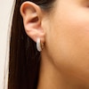 Thumbnail Image 2 of 1 CT. T.W. Lab-Grown Diamond Graduated Triple Row Hoop Earrings in Sterling Silver with 10K Gold Plate