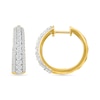 Thumbnail Image 3 of 1 CT. T.W. Lab-Grown Diamond Graduated Triple Row Hoop Earrings in Sterling Silver with 10K Gold Plate
