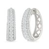 Thumbnail Image 1 of 1 CT. T.W. Lab-Grown Diamond Graduated Triple Row Hoop Earrings in Sterling Silver