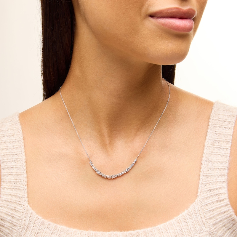 Main Image 2 of 1-1/2 CT. T.W. Lab-Grown Diamond Station Line Necklace in Sterling Silver