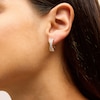 Thumbnail Image 2 of 1 CT. T.W. Lab-Grown Diamond Triple Row Crossover Hoop Earrings in Sterling Silver with 10K Gold Plate