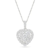 Thumbnail Image 1 of 1 CT. T.W. Heart-Shaped Lab-Grown Multi-Diamond Frame Pendant in Sterling Silver