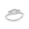 Thumbnail Image 1 of 1/2 CT. T.W. Emerald-Shaped Multi-Diamond Three Stone Engagement Ring in 10K White Gold