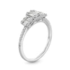 Thumbnail Image 3 of 1/2 CT. T.W. Emerald-Shaped Multi-Diamond Three Stone Engagement Ring in 10K White Gold