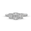 Thumbnail Image 4 of 1/2 CT. T.W. Emerald-Shaped Multi-Diamond Three Stone Engagement Ring in 10K White Gold