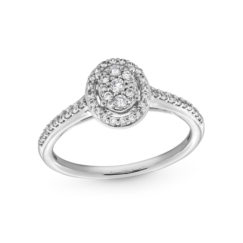 Main Image 1 of 1/3 CT. T.W. Oval-Shaped Multi-Diamond Frame Engagement Ring in 10K White Gold