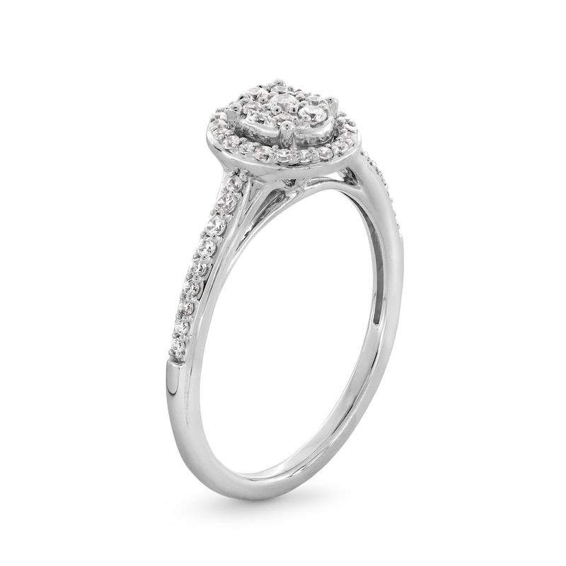 Main Image 3 of 1/3 CT. T.W. Oval-Shaped Multi-Diamond Frame Engagement Ring in 10K White Gold
