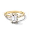 Thumbnail Image 1 of 1-1/3 CT. T.W. Emerald-Cut Certified Lab-Grown Diamond Frame Engagement Ring in 10K Gold (F/SI2)