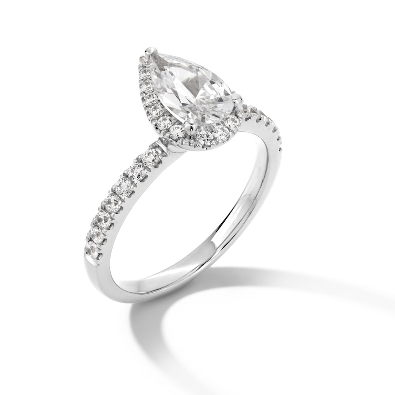 Main Image 3 of 1-1/3 CT. T.W. Pear-Shaped Certified Lab-Grown Diamond Frame Engagement Ring in 10K White Gold (F/SI2)