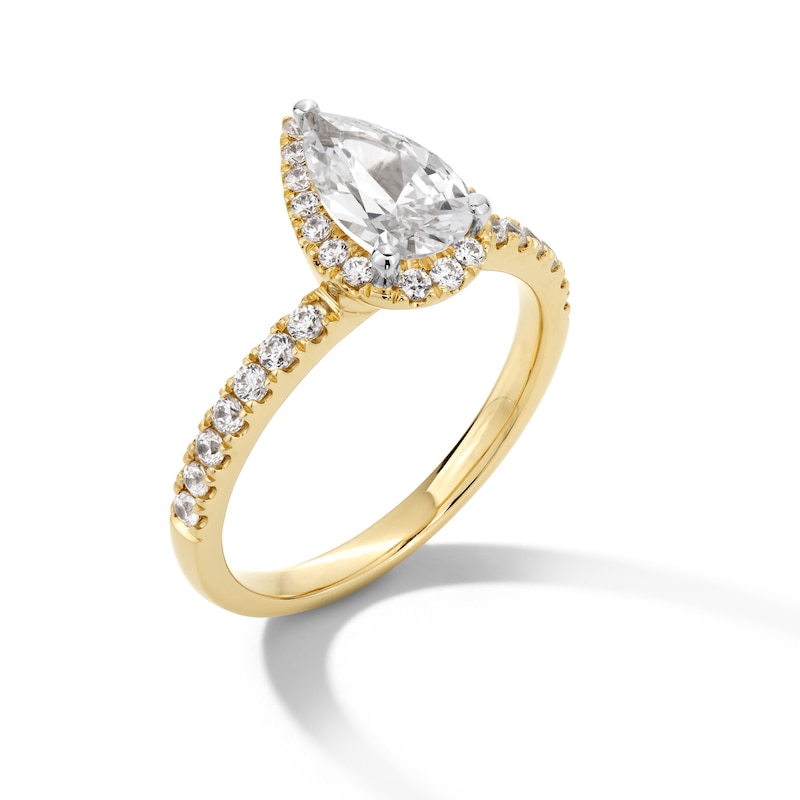 Main Image 3 of 1-1/3 CT. T.W. Pear-Shaped Certified Lab-Grown Diamond Frame Engagement Ring in 10K Gold (F/SI2)
