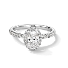 1-1/3 CT. T.W. Oval Certified Lab-Grown Diamond Frame Engagement Ring in 10K White Gold (F/SI2)