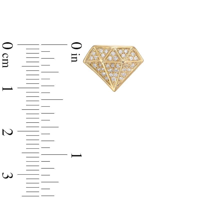 Main Image 3 of 1/3 CT. T.W. Diamond Faceted Diamond-Shaped Stud Earrings in 10K Gold