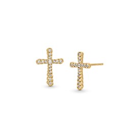 1/5 CT. T.W. Diamond Twist Cross Stud Earrings in 10K Gold