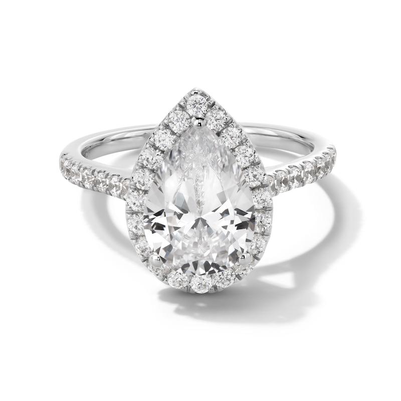 Main Image 1 of 2-1/2 CT. T.W. Pear-Shaped Certified Lab-Grown Diamond Frame Engagement Ring in 14K White Gold (F/SI2)