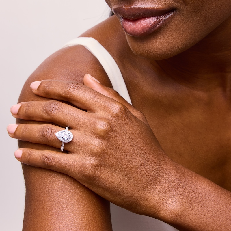 Main Image 2 of 2-1/2 CT. T.W. Pear-Shaped Certified Lab-Grown Diamond Frame Engagement Ring in 14K White Gold (F/SI2)