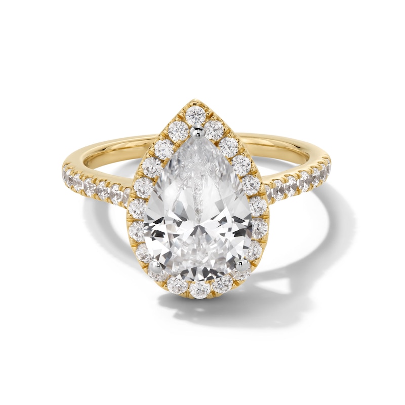 Main Image 1 of 2-1/2 CT. T.W. Pear-Shaped Certified Lab-Grown Diamond Frame Engagement Ring in 14K Gold (F/SI2)