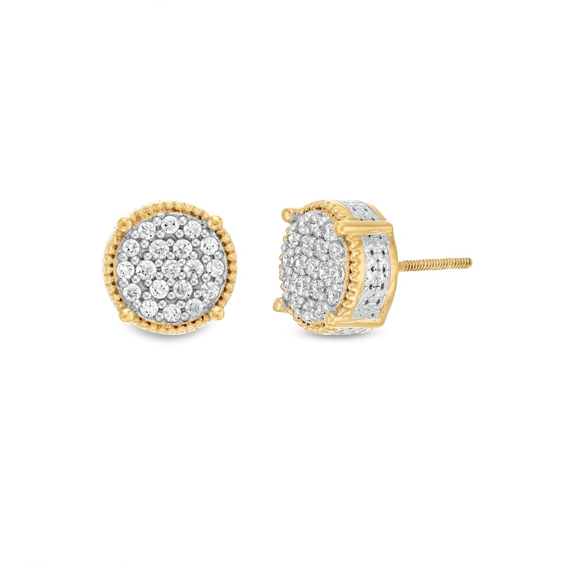 Main Image 1 of 1/3 CT. T.W. Certified Lab-Grown Multi-Diamond Beaded Frame Stud Earrings in 10K Gold (F/SI2)