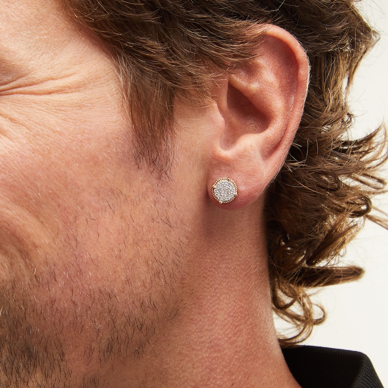 Main Image 2 of 1/3 CT. T.W. Certified Lab-Grown Multi-Diamond Beaded Frame Stud Earrings in 10K Gold (F/SI2)