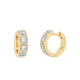 3/4 CT. T.W. Certified Lab-Grown Diamond Four Stone Hoop Earrings in 10K Gold (F/SI2)