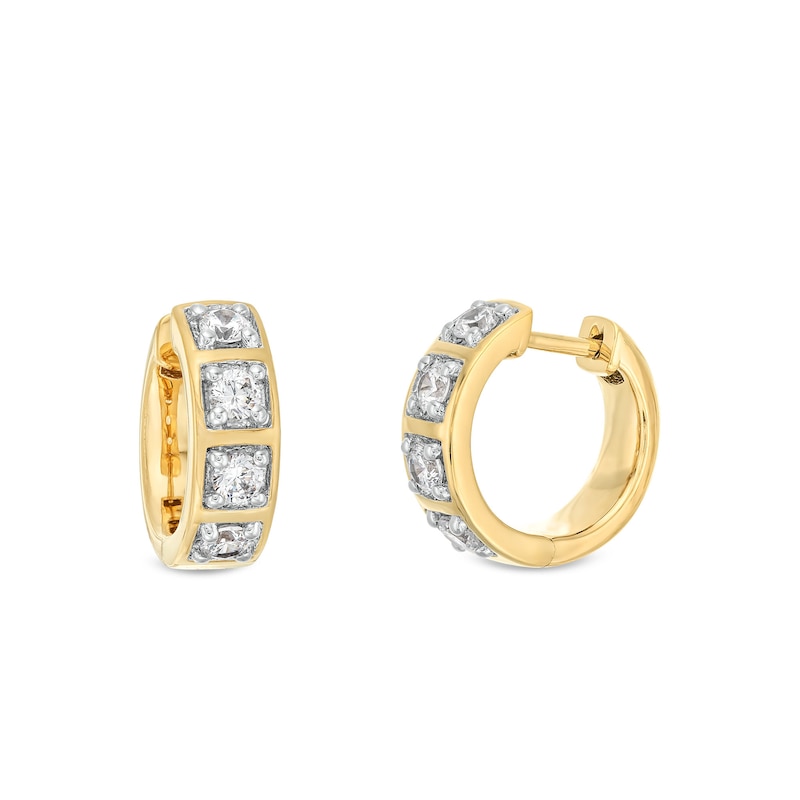 Main Image 1 of 3/4 CT. T.W. Certified Lab-Grown Diamond Four Stone Hoop Earrings in 10K Gold (F/SI2)