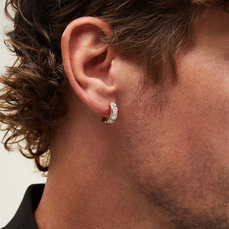 Main Image 2 of 3/4 CT. T.W. Certified Lab-Grown Diamond Four Stone Hoop Earrings in 10K Gold (F/SI2)