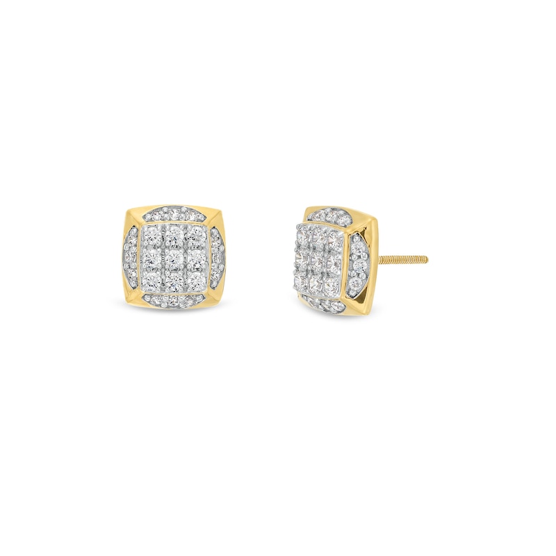Main Image 1 of 1/2 CT. T.W. Cushion-Shaped Certified Lab-Grown Multi-Diamond Frame Stud Earrings in 10K Gold (F/SI2)