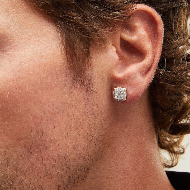 Main Image 2 of 1/2 CT. T.W. Cushion-Shaped Certified Lab-Grown Multi-Diamond Frame Stud Earrings in 10K Gold (F/SI2)