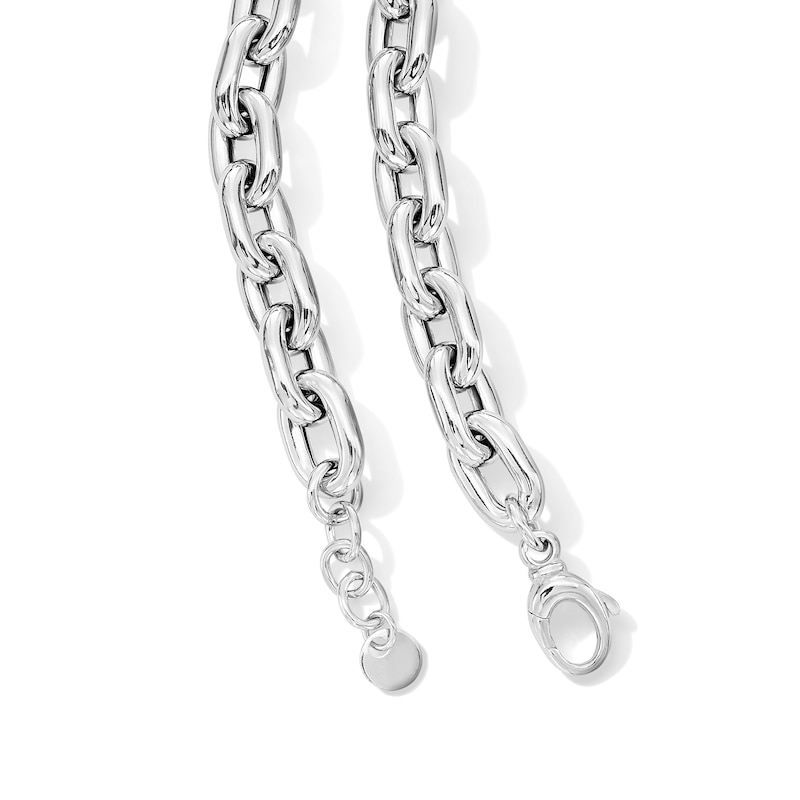 Main Image 3 of 10.5mm Oval Rolo Chain Necklace in Hollow Sterling Silver - 20.5”