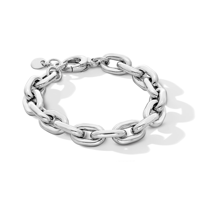 Main Image 1 of 10.5mm Oval Rolo Chain Bracelet in Hollow Sterling Silver - 8.0”