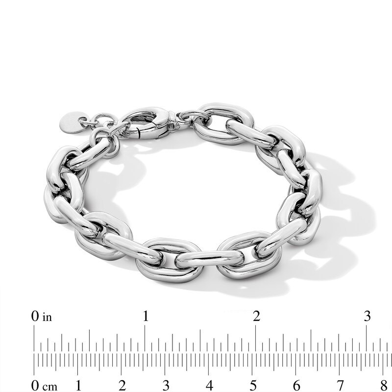 Main Image 3 of 10.5mm Oval Rolo Chain Bracelet in Hollow Sterling Silver - 8.0”