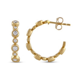 1/2 CT. T.W. Certified Lab-Grown Diamond Bezel-Set Hoop Earrings in Sterling Silver with 24K Gold Plate (F/SI2)