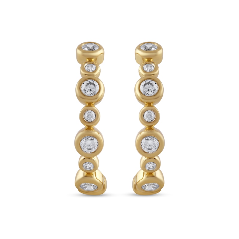 Main Image 2 of 1/2 CT. T.W. Certified Lab-Grown Diamond Bezel-Set Hoop Earrings in Sterling Silver with 24K Gold Plate (F/SI2)