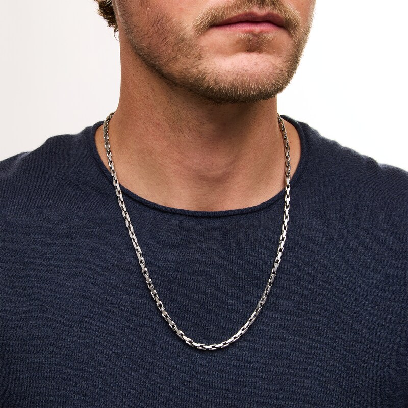 Main Image 2 of 4.0mm Flat Anchor Chain Necklace in Solid Stainless Steel - 24"