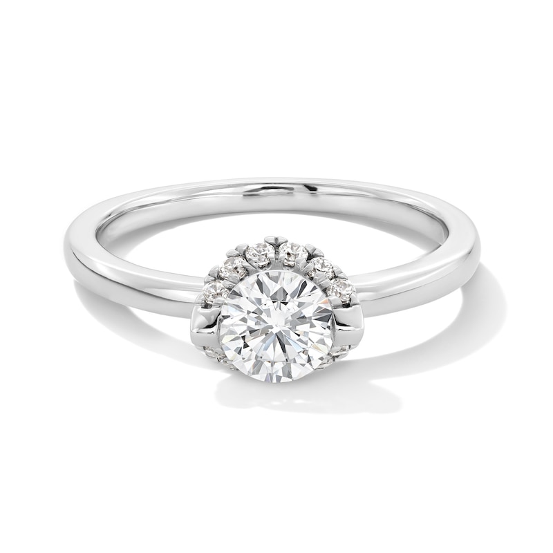 Main Image 1 of 7/8 CT. T.W. Certified Lab-Grown Diamond Frame Engagement Ring in 14K White Gold (F/VS2)