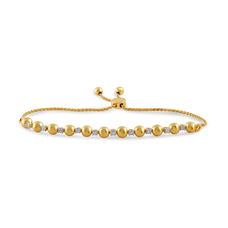 Main Image 1 of 1/3 CT. T.W. Lab-Grown Diamond and Bead Bolo Bracelet in Sterling Silver with 24K Gold Plate (F/SI2)