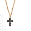 Thumbnail Image 3 of Black Spinel Cushion Frame Riveted Cross Pendant in Stainless Steel with Black and Rose Ion Plate - 24"