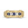 Thumbnail Image 4 of Blue Sapphire and 1/5 CT. T.W. Diamond Five Stone Collar Ring in 10K Gold