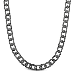 12.0mm Hexagon Link Necklace in Solid Stainless Steel with Matte Black Ion Plate - 20"