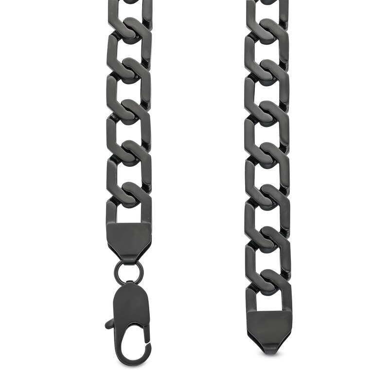 Main Image 3 of 12.0mm Hexagon Link Necklace in Solid Stainless Steel with Matte Black Ion Plate - 20"