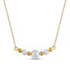 Thumbnail Image 1 of 4.0-6.0mm Freshwater Cultured Pearl and Bead Curved Bar Necklace in Sterling Silver with 24K Gold Plate