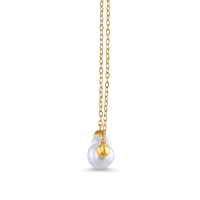 Main Image 2 of 4.0-6.0mm Freshwater Cultured Pearl and Bead Curved Bar Necklace in Sterling Silver with 24K Gold Plate