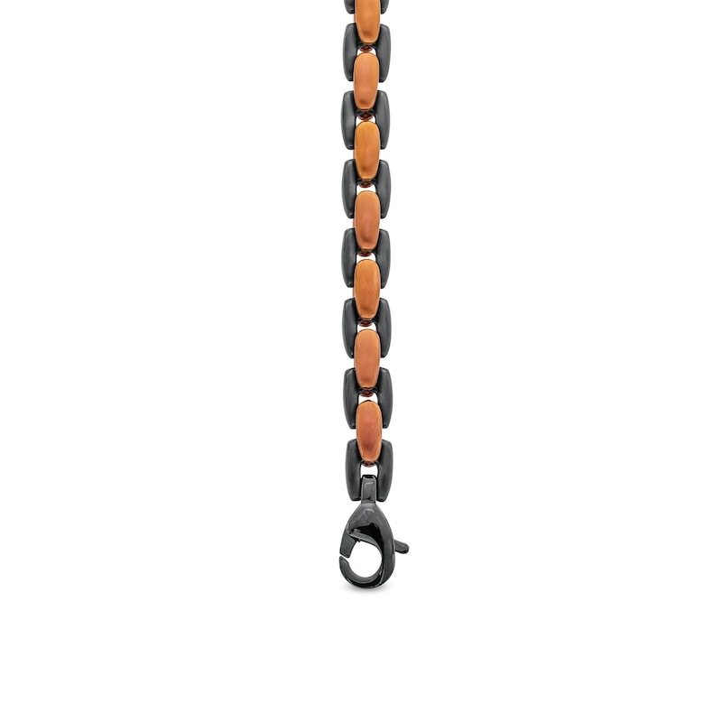 Main Image 3 of 6.4mm H-Link Bracelet in Solid Stainless Steel with Black and Brown Ion Plate - 9.0"