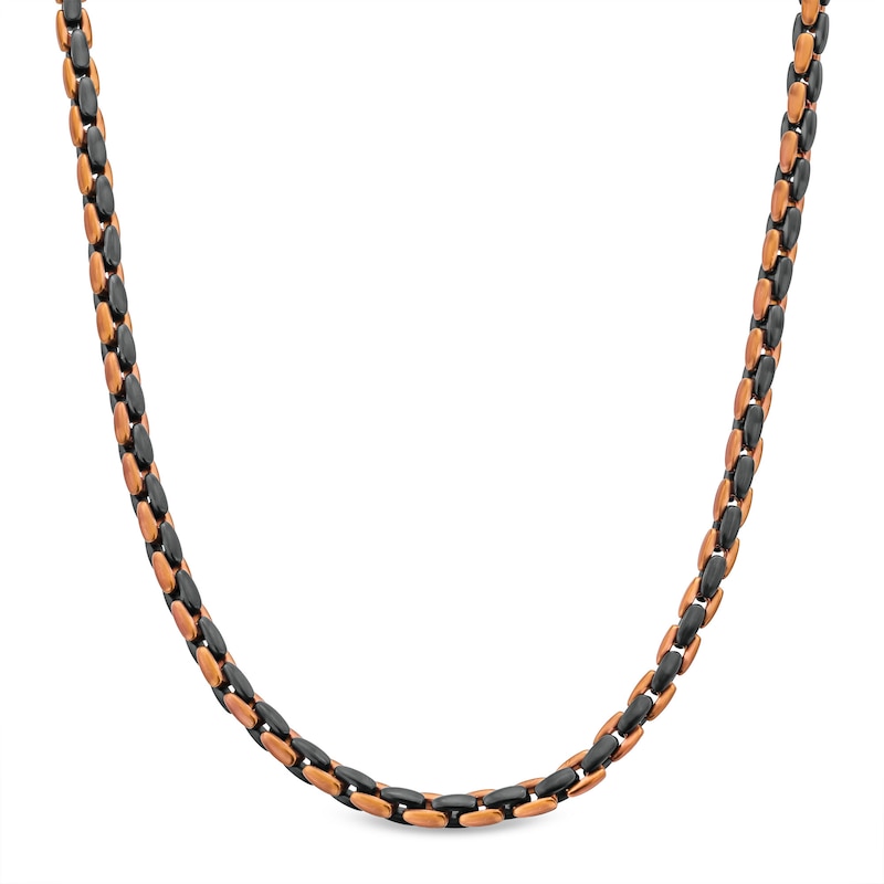 Main Image 1 of 6.4mm H-Link Necklace in Solid Stainless Steel with Black and Brown Ion Plate - 24"
